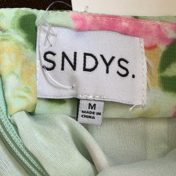 SNDYS Urban Outfitters Cyprus Floral Ruched Cinched Bare Back Mini Dress SZ M - Picture 11 of 16